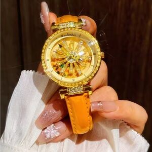 Luxury Gold Crystal Women’s Watch • Sparkling Dial • Elegant Fashion Accessory